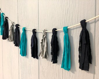 Tassel Wall Hanging in Navy and Greens Home Decor Gift Any Occasion