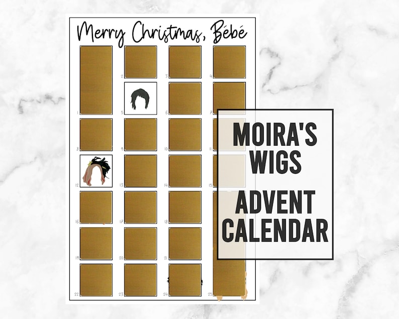 Schitt's Creek Moira Wigs Advent Calendar Scratch Off Christmas Holiday Wall Poster image 1