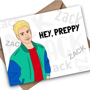 Saved by the Bell Zack Morris Grußkarte Hey Preppy Retro 90er Jahre TV Geschenk