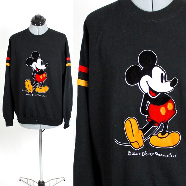 Vintage zwarte Mickey Mouse Disney Sweatshirt groot