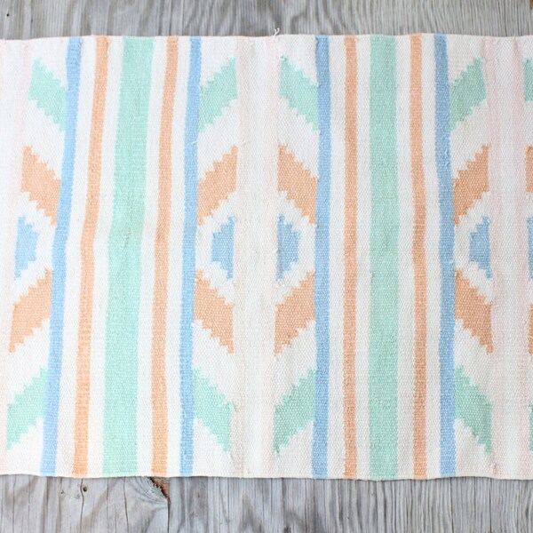 Vintage Retro Bright Pastel Rug Southwest Navajo