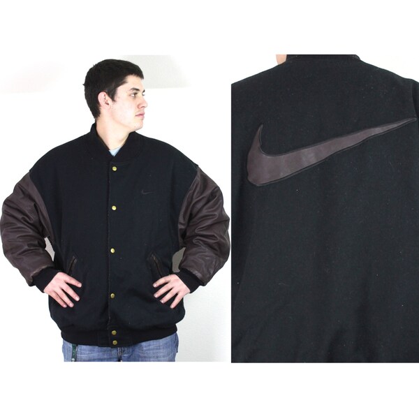 Vintage Retro Nike Winter Leather Jacket