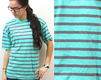 Vintage Retro Mint Green Striped Shirt