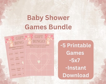 Baby Bunny Shower Games Bundle | 5 Printable Activities (Instant Download)