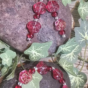 Rose bead Bracelet and Earrings set