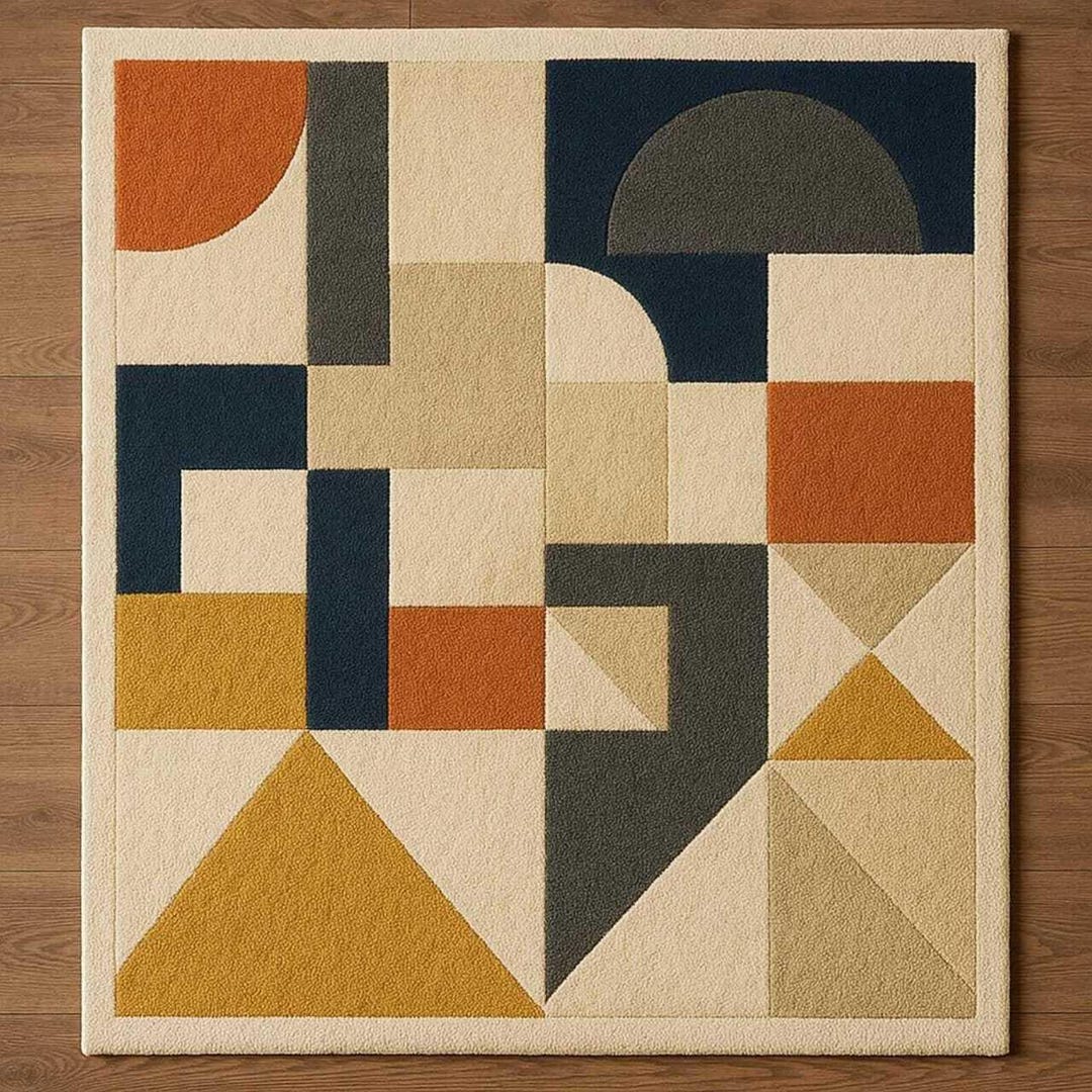 Modern Color Geometric Rug Geometric Area Rug | Mid-century Modern Color Block Carpet - Etsy