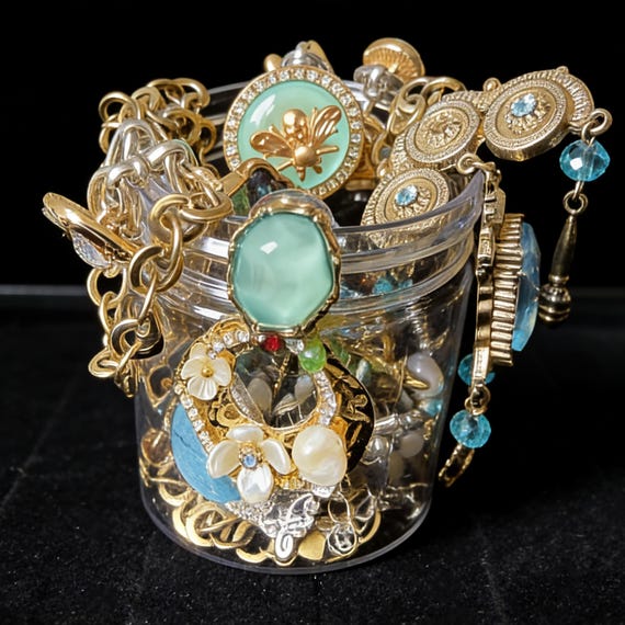 Mystery Jewelry Jar |Random Rings, Necklaces & Bracelets | Elegant Minimal Vintage Mix | Surprise Gift for Her | Blind Box Accessory