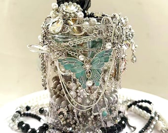 Silber Mystery Schmuckglas, silberfarbene Accessoires Blind Box, Halskette Ring Armband Set, Überraschungsgeschenk für Sie