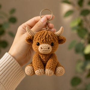 Crochet Highland Cow Plush, Handmade Amigurumi Cow Toy, Cute Farm Animal Plush, Highland Cow Gift, Cottagecore Decor, Cute Cow Plush