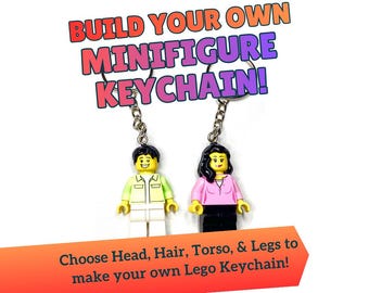 Crea tu propio llavero de Lego / Llavero Lego Mini-Me / Construye un personaje de ladrillo / Para mochilas, llaves de coche