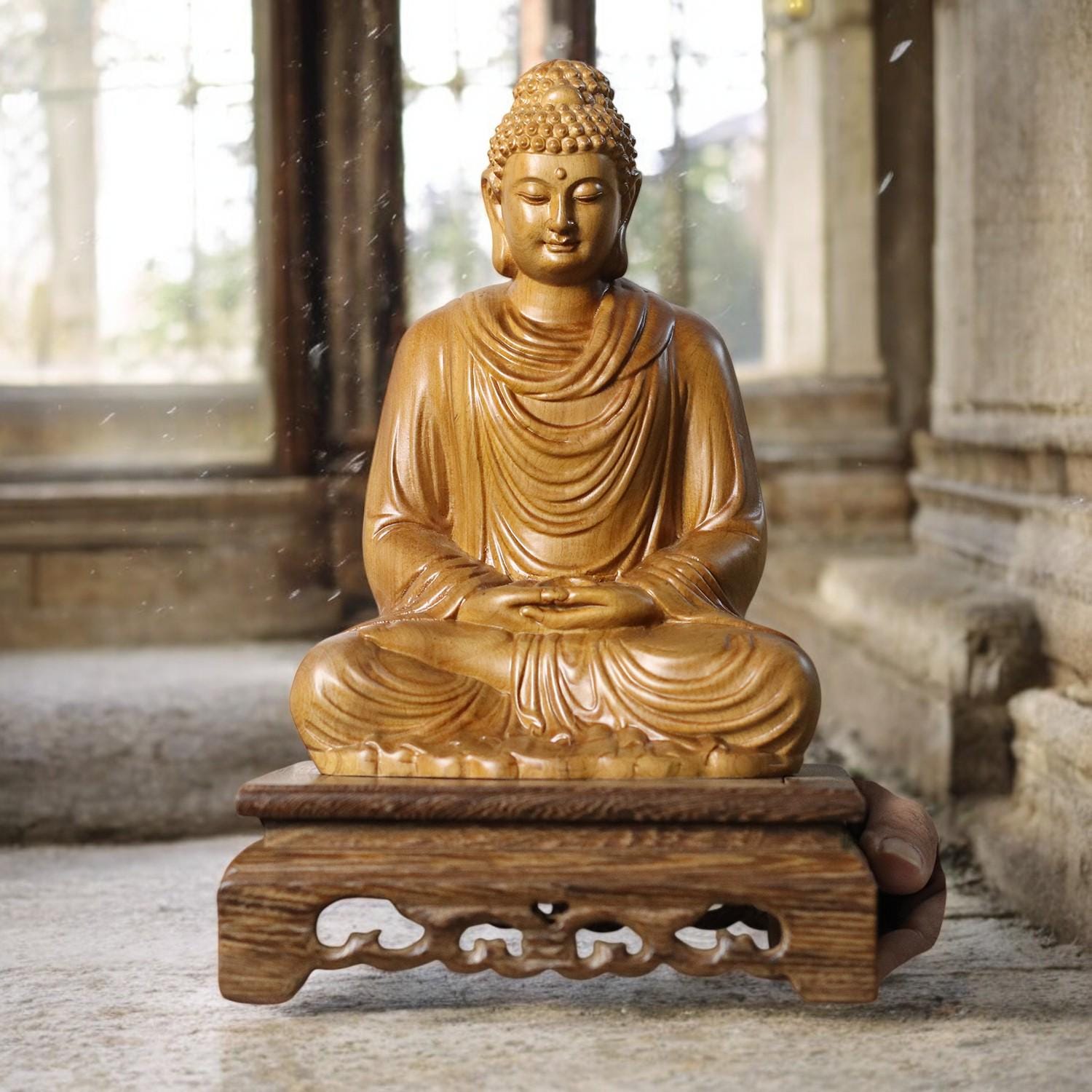 【修縁堂】珍品　精密彫刻　最高級 釈迦牟尼 仏教工芸品　木彫仏像 釈迦牟尼 釈迦如来 木彫仏教 精密彫刻 木彫仏像 置物 仏教工芸品 彫刻