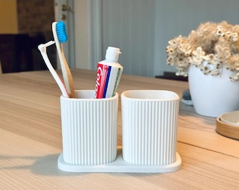 Toothbrush Holder | Modern Bathroom Organizer | Toothpaste & Brush Stand | Minimalist Vanity Storage