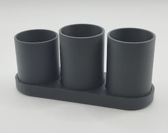 Tandborstehållare | Modern badrumsorganisatör | Tandkräm- och borstställ | Minimalistisk sminkförvaring | Svart matt inredning