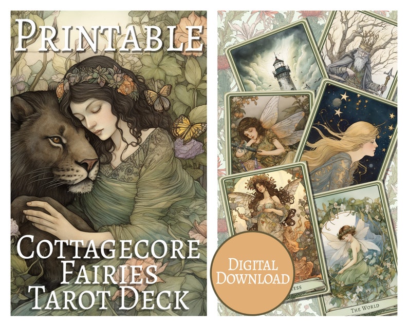 Printable Tarot Deck Cottagcore Fairies Whimsical Fairycore
