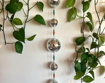Beaded disco ball sun catcher window hanging, wall hanging, boho decor