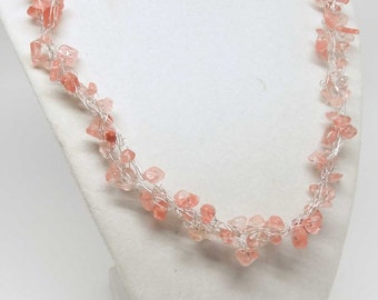 Pink Cherry Quartz Silver Necklace
