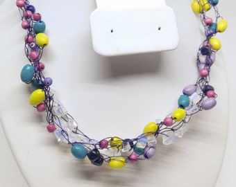 Fun Bright Colored Necklace - Wood