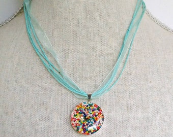 Ready to ship Rainbow Sprinkles Pendant, food jewelry, gift for daughter from mom