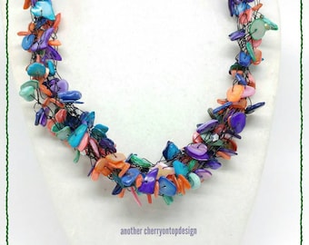 Rainbow mother of pearl necklace, rainbow statement necklace, birthday present for best friend,  gifting made easy, neckmess