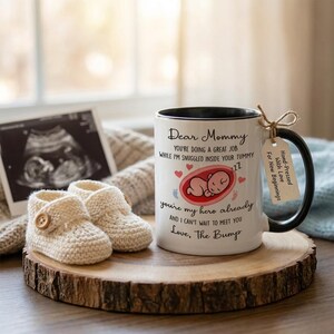 Pregnancy Announcement Cup, Dear Mommy Quote Drinkware, Baby Bump Present, Expecting Parent Keepsake, Reveal Idea, New Parent Surprise