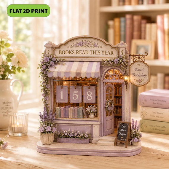 Personalized Wooden Book Tracker, Books Read This Year Counter, Botanical Bookshop Decor, Gift for Book Lover