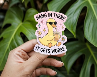 Hang in There It Gets Worse Badgehaspel, grappige verpleegkundige badgehaspel eend, donkere humor RN-badgehouder, CNA-cadeau, badge zorgwerker