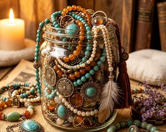 Boho smyckesmysterieask | Handgjord unik andlig presentförpackning, gudinna energiskog blindburk