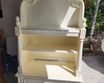 Custom Painted Vintage Hutch | Refinished Cabinet | Coffee Bar Hutch | Farmhouse Storage | Hand Painted Furniture | Made to Order