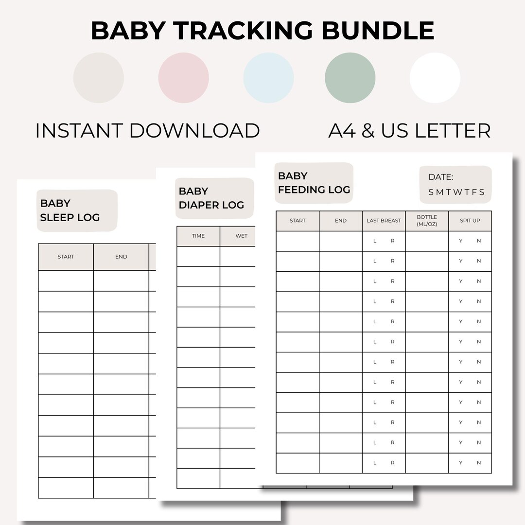 Baby Tracker Printable | Feeding Log, Sleep Log, Diaper Log | Newborn ...