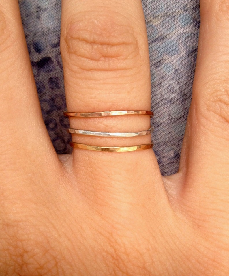 Tower of Hanoi Stackable Rings in Gold-filled, rose-gold filled, and sterling silver image 2