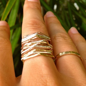 Hexagon Stackable Rings in Gold-filled, Rose Gold-filled, and Sterling Silver