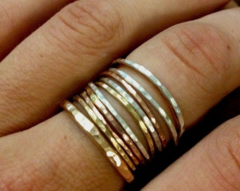 Tower of Hanoi Stackable Rings in Gold-filled, rose-gold filled, and sterling silver