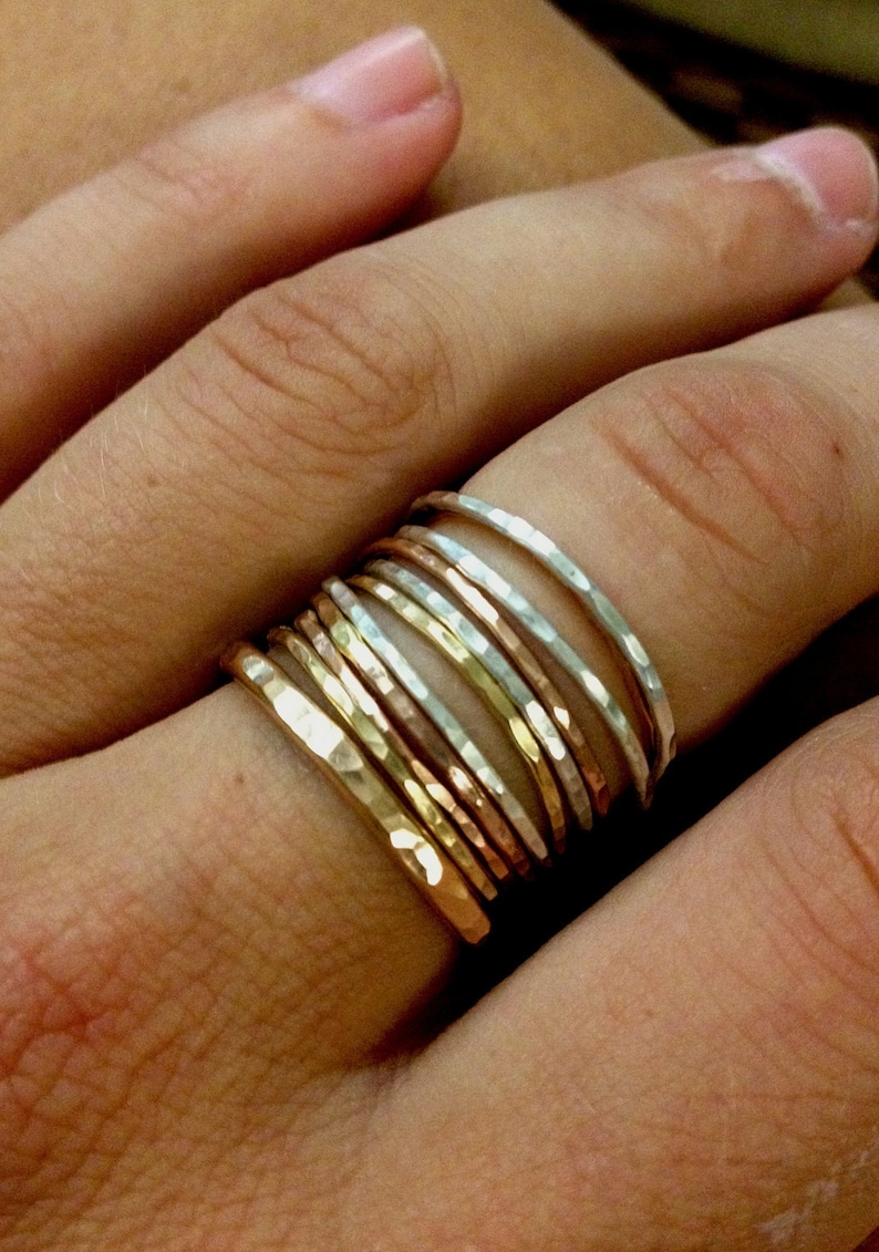 Tower of Hanoi Stackable Rings in Gold-filled, rose-gold filled, and sterling silver image 1