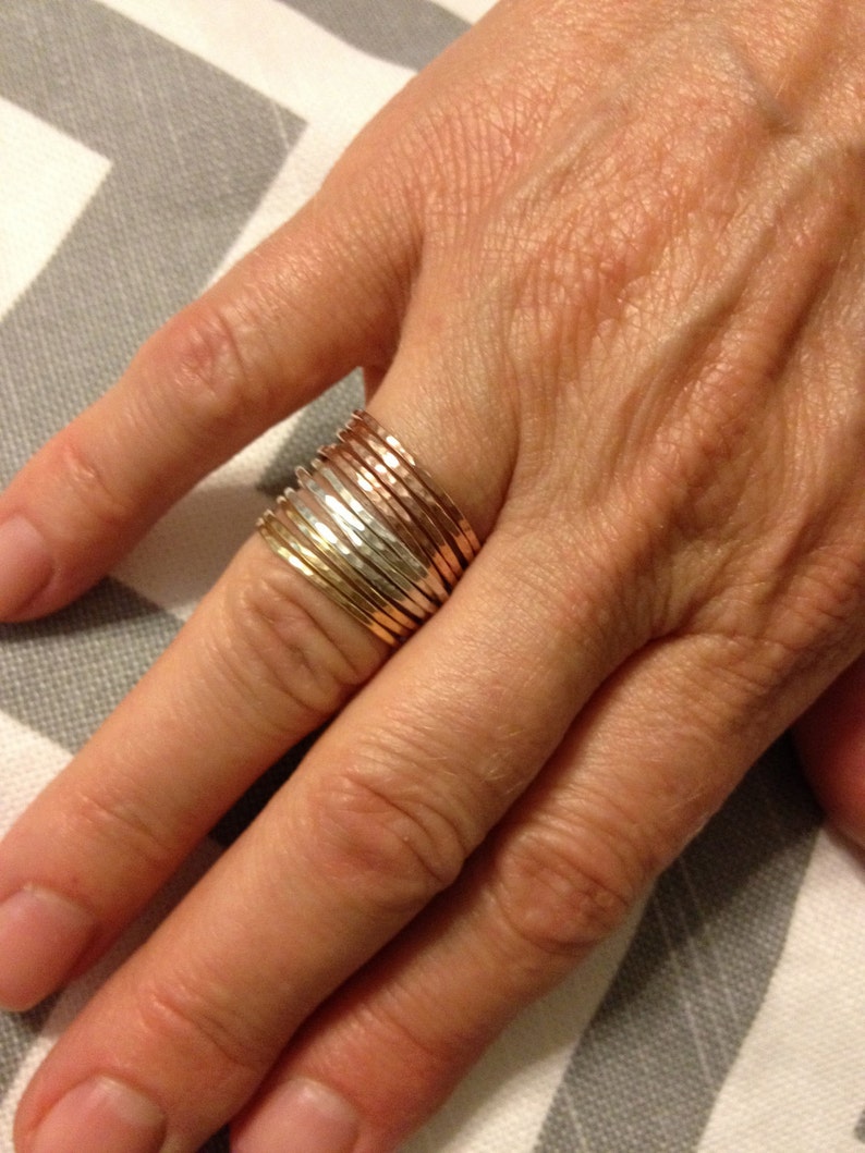 Tower of Hanoi Stackable Rings in Gold-filled, rose-gold filled, and sterling silver image 3