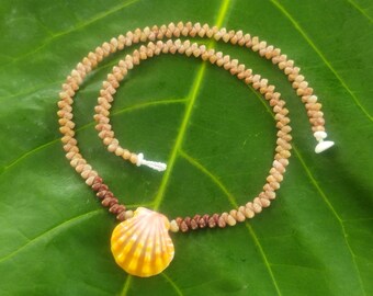 Sunrise Shell Lei: Kauai Kahelelani Shells, Sunrise Shell, Puka Shells, Hawaii Shells Beach Jewelry, Eco-Friendly Collected Rare Shells