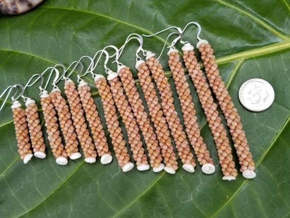 Hawaiian Shell Earrings Kauai Kahelelani Shell Earrings Natural Art Eco Friendly Island Earrings Authentic Kauai Kahelelani Rare Shells
