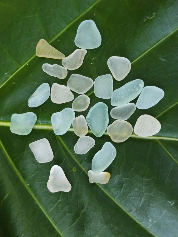 Kauai Sea Glass: 24 - Peices of Sea Glass, Blue Sea Glass, Kauai Beach Sea Glass, Beach Sea Glass ,Jewelry Sea Glass, Ocean Sea Glass