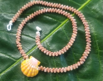 Sunrise Shell Lei: Kauai Kahelelani Shells, Sunrise Shell, Puka Shells, Hawaii Shells Beach Jewelry, Eco-Friendly Collected Rare Shells