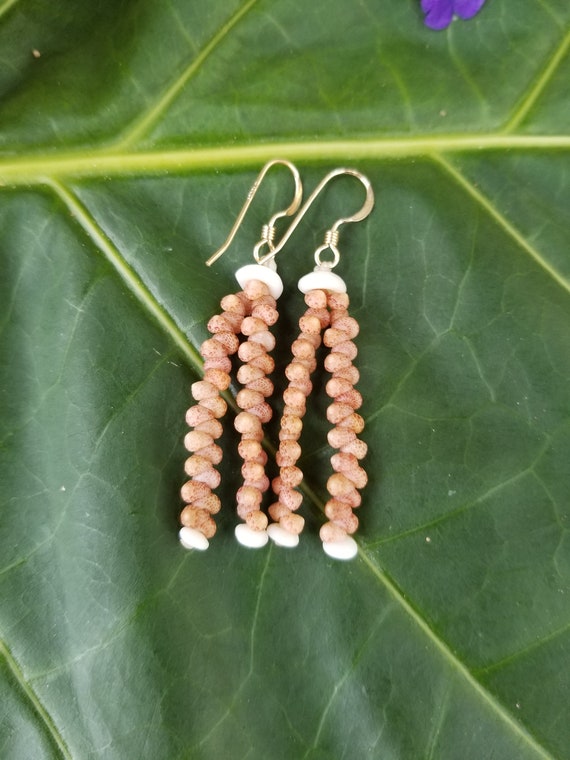 Shell Earrings Kahelelani Shell Earrings Hawaiian Shell Jewelry Kauai Kahelelani Shell Jewelry Niihau Shell Earrings Kauai Niihau Shell