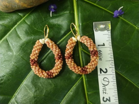 Kahelelani Shell Earrings Puka Shell Earrings Island Authentic Kauai Jewelry-Eco Freindly Collected-Island Stlye Earrings Hoop earrings