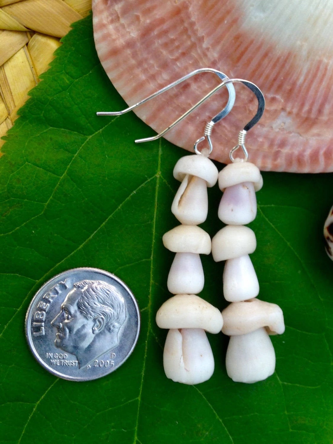 Puka Shell Earrings Hawaiian Style Jewelry Eco Friendly Collected Handmade on Kauai Mermaids