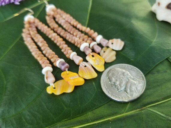 Sunrise Shell Chip Earrings Kahelelani Shell Earrings Hawaiian Shell Jewelry Kauai Eco Friendly Collected Kauai Shells Beach Earrings