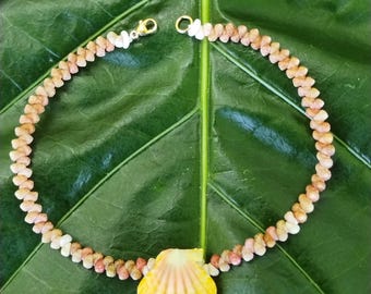 Sunrise Shell: 9.75' inch, Kahelelani Shell Anklet, 14kt Gold Filled Clasp, Mermaids Anklet, Beach Anklet, Natural Shell Jewelry