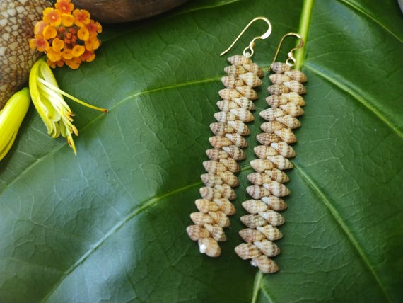 Shell Earrings Hawaiian Earrings Kauai Mermaids Earrings Mermaids Tears Kauai Shell Earrings shell Jewelry Kauai Shells Rare Shell