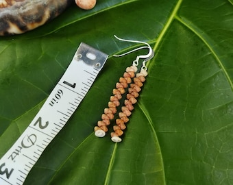 Kahelelani Shell Earrings: Sterling Silver, Hawaiian Shell Jewelry, Kauai Eco Friendly Collected Shells, Island Jewelry Beach Earrings