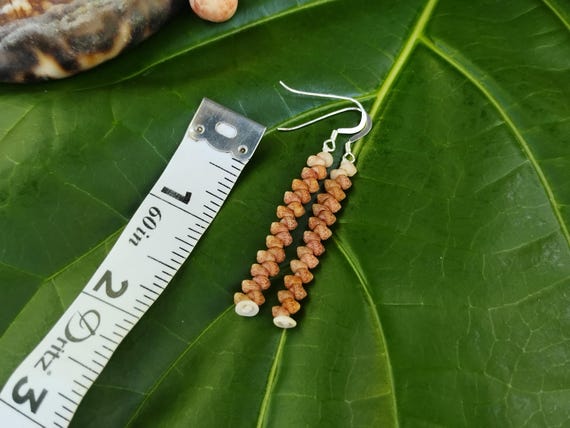 Kahelelani Shell Earrings: Sterling Silver, Hawaiian Shell Jewelry, Kauai Eco Friendly Collected Shells, Island Jewelry Beach Earrings