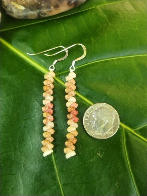 Shell Earrings Kahelelani Shell Earrings Hawaiian Shell Jewelry Kauai Eco Friendly Collected Kauai Shells Island Jewelry Beach Earrings
