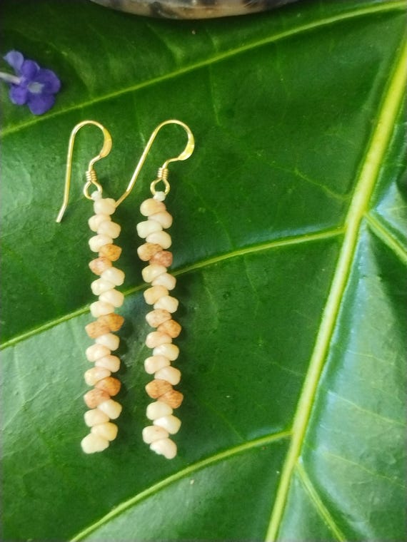 Shell Earrings Kahelelani Shell Earrings Hawaiian Shell Jewelry Kauai Eco Friendly Collected Kauai Shells Niihau Shell Niihau Earrings