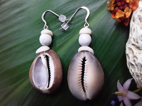 Shell Earrings Hawaii Earrings Kauai Shell Jewelry Eco Friendly Collected Shells Kauai Puka Earrings Mermaids Tears Job's Tears Earrings
