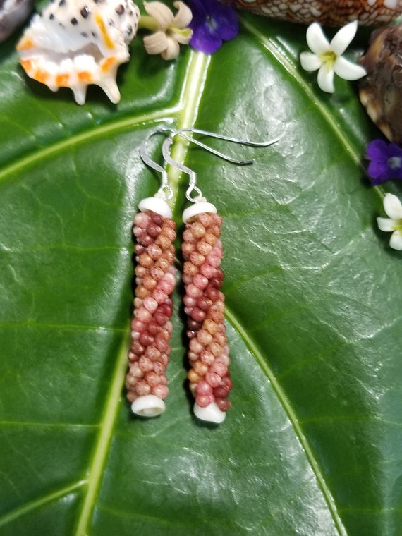 Shell Earrings Kahelelani Shell Earrings Hawaiian Shell Jewelry Kauai Eco Friendly Collected Kauai Shells Island Jewelry Beach Earrings